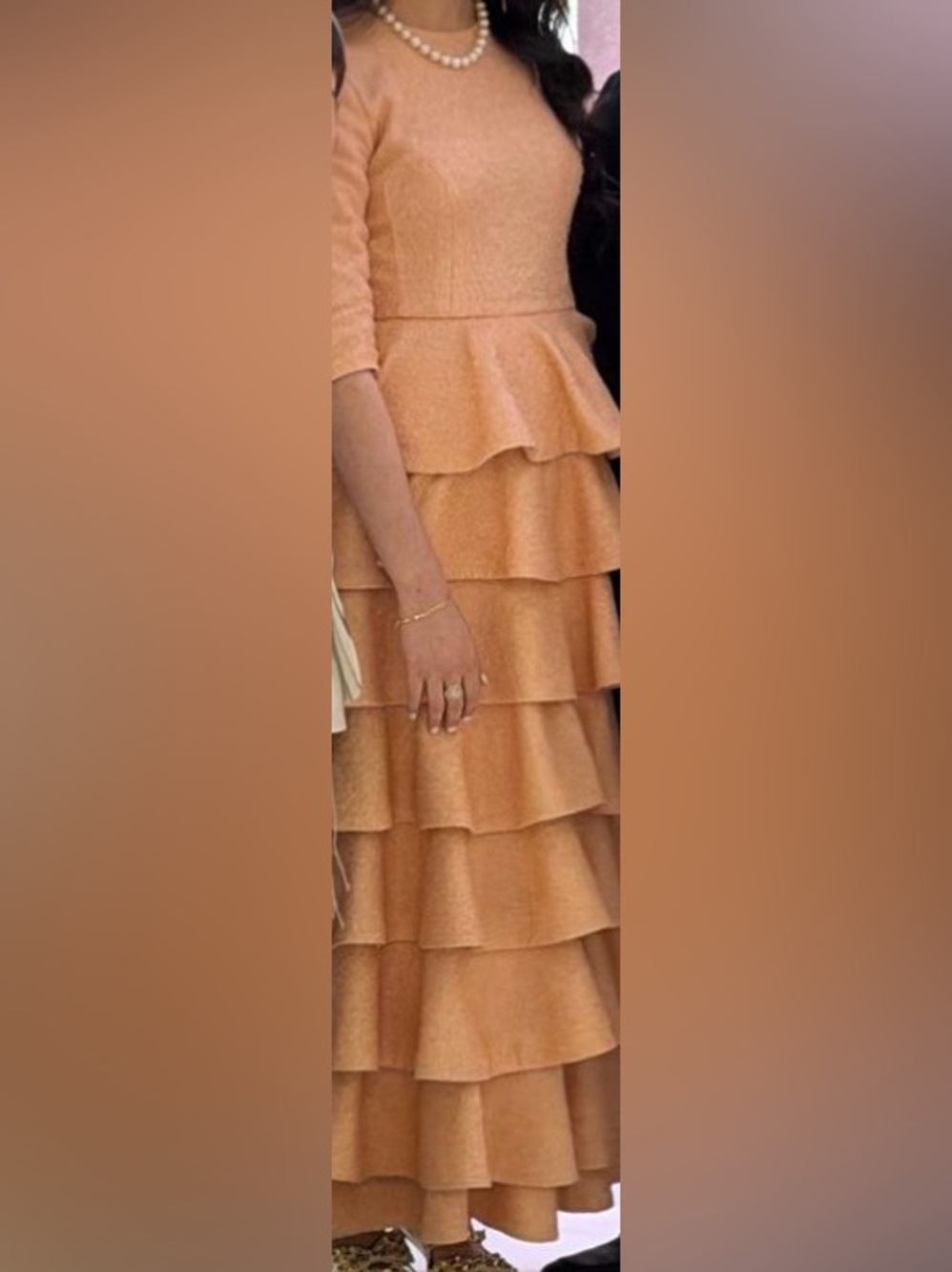 Tiered Peach Ruffle Wedding Dress for Women